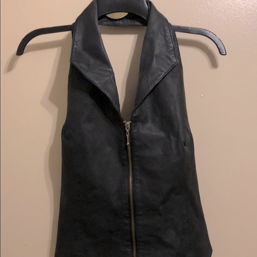 Leather halter top
